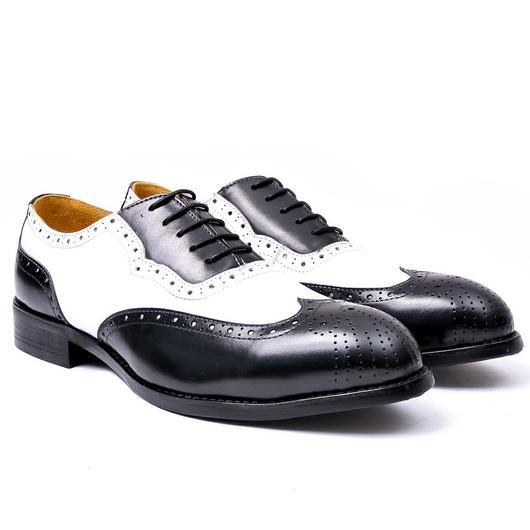 John Foster Men's Spectator Shoes - White and Black - Obeezi