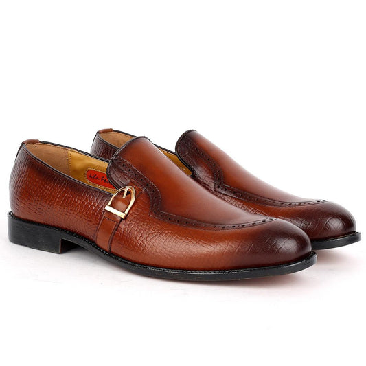 John Foster Mini Crocodile Dotted Round leather With Side Buckle Designed-Brown - Obeezi.com