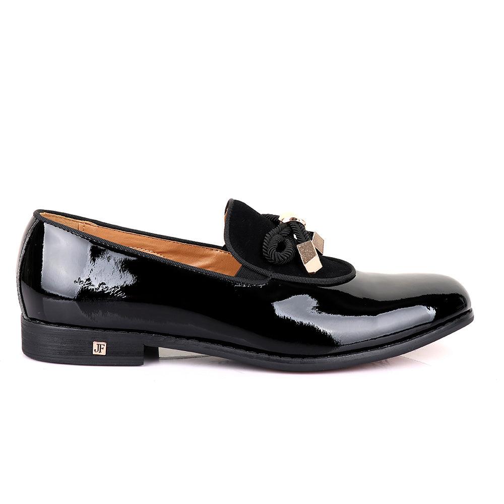 John Foster Modern Patent Leather With Half Upper Suede-Black - Obeezi