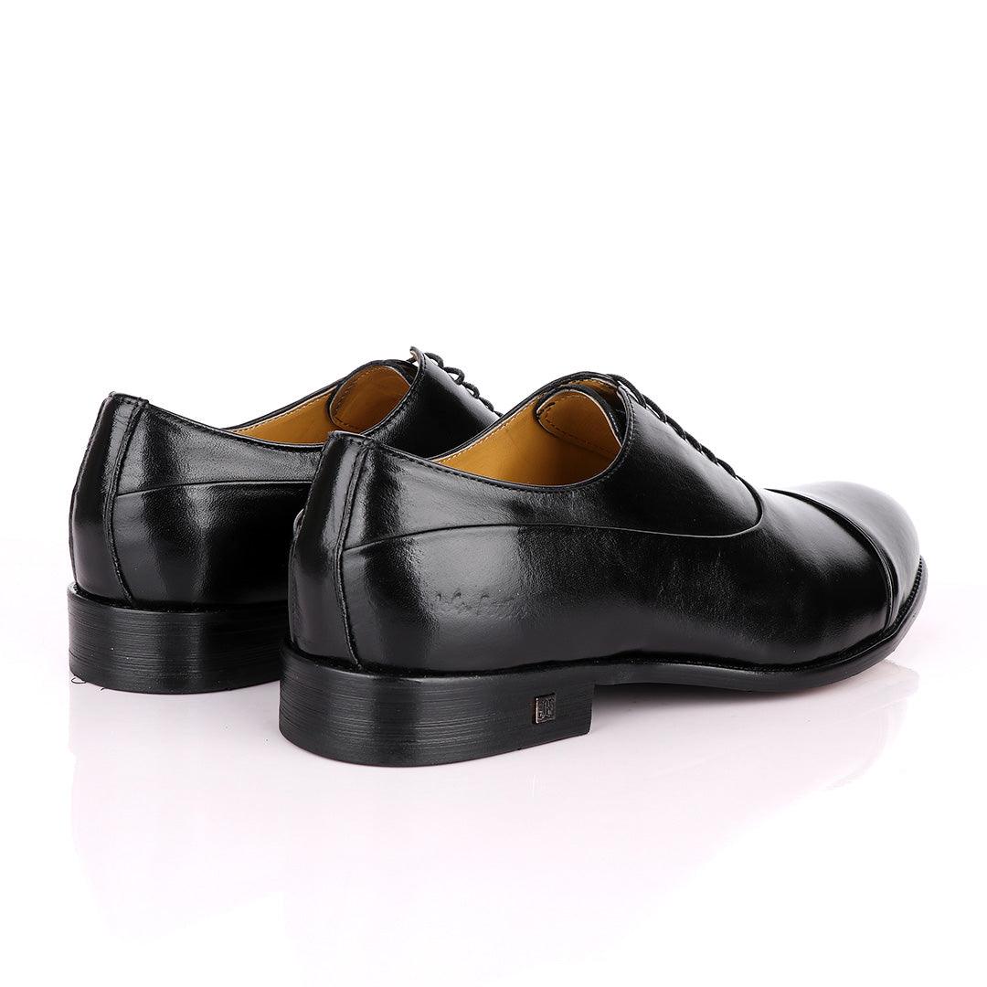 John Foster Oxford Black Laceup Leather Shoe - Obeezi