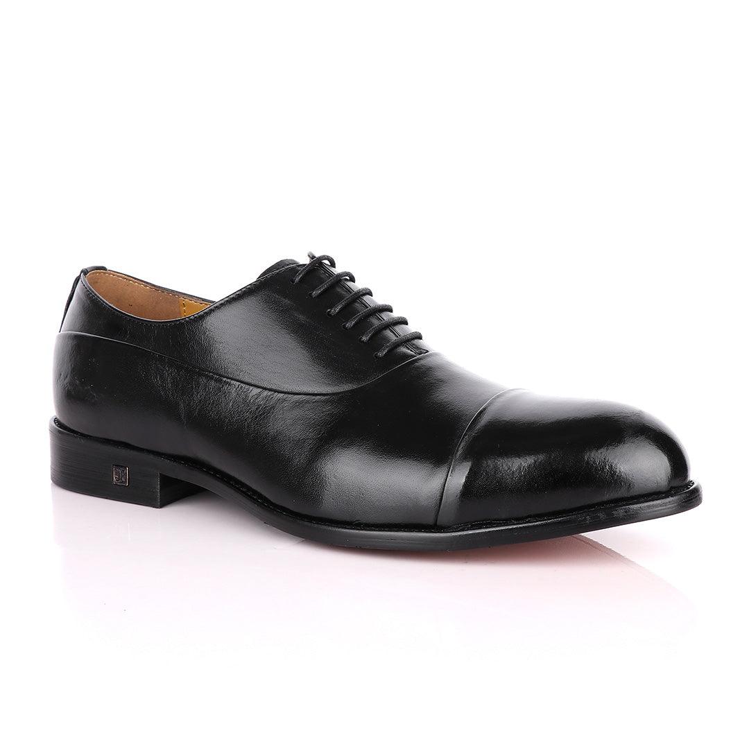 John Foster Oxford Black Laceup Leather Shoe - Obeezi