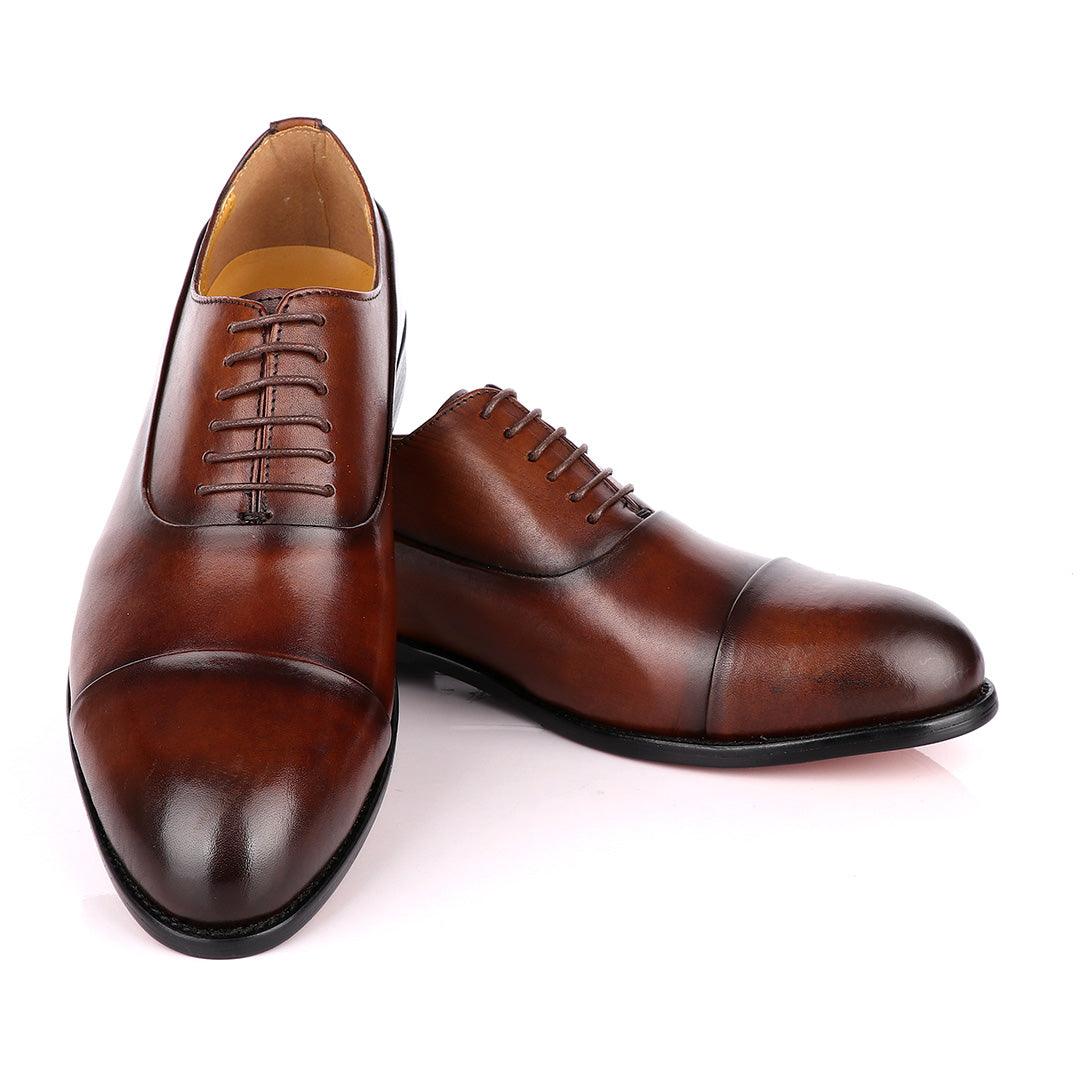 John Foster Oxford Coffee Laceup Leather Shoe - Obeezi