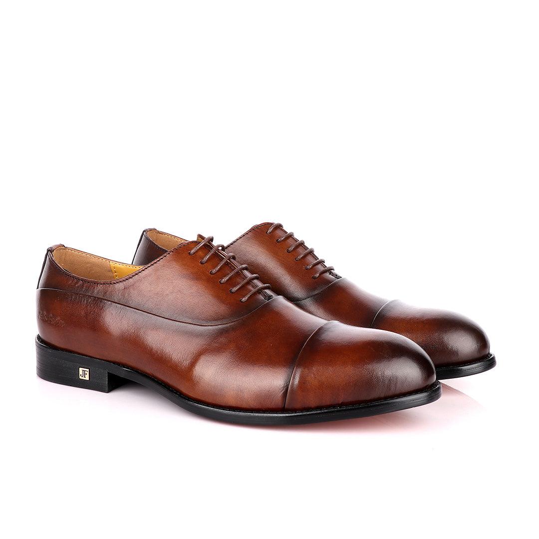 John Foster Oxford Coffee Laceup Leather Shoe - Obeezi