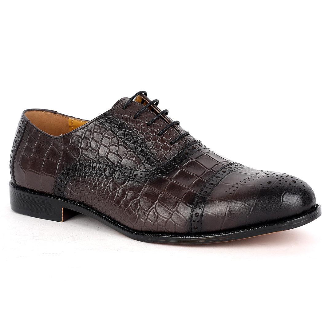 John Foster Oxford Full Crocodile Leather Skin Designed--Grey - Obeezi.com