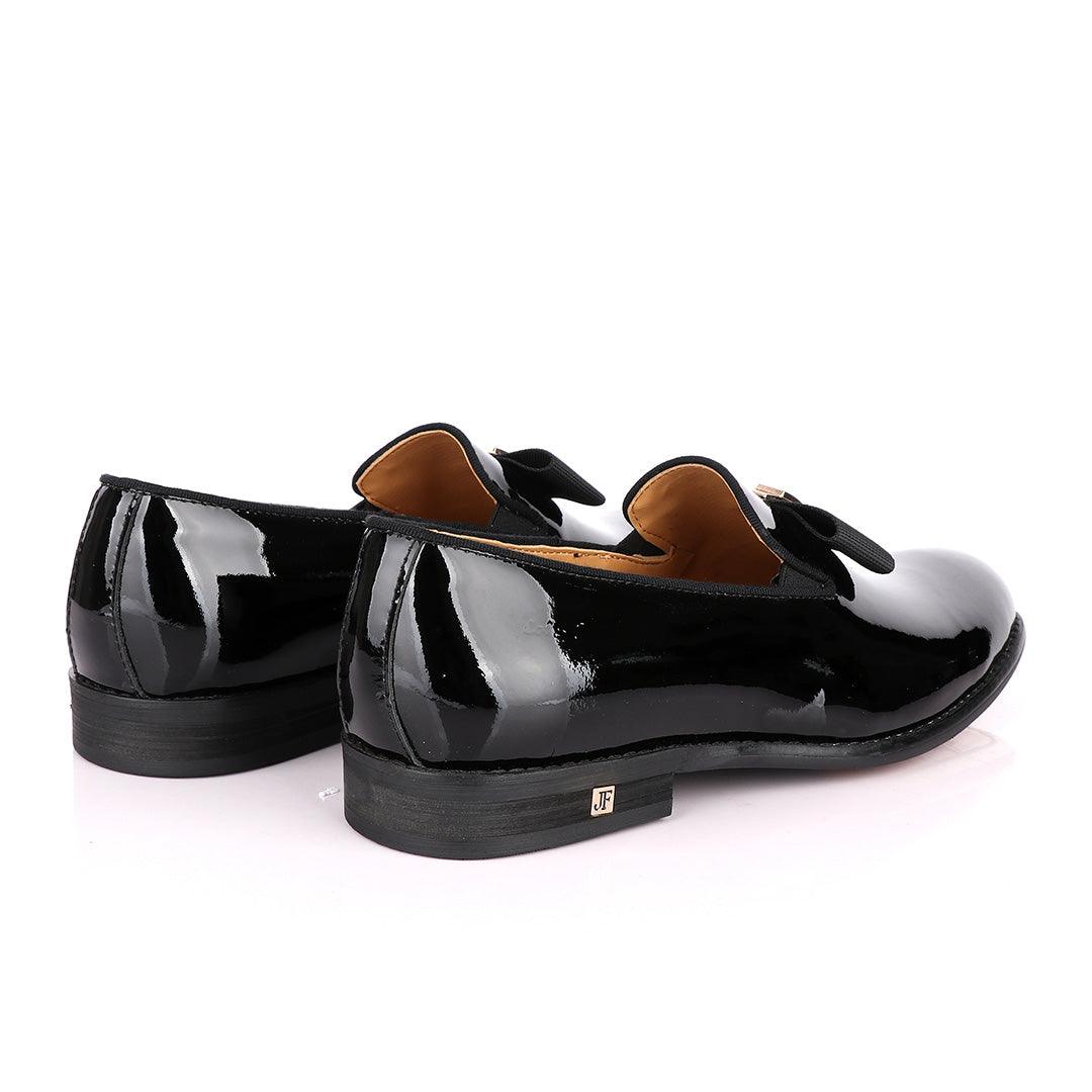 John Foster Patent Bow Wetlips Black Loafers Shoe - Obeezi