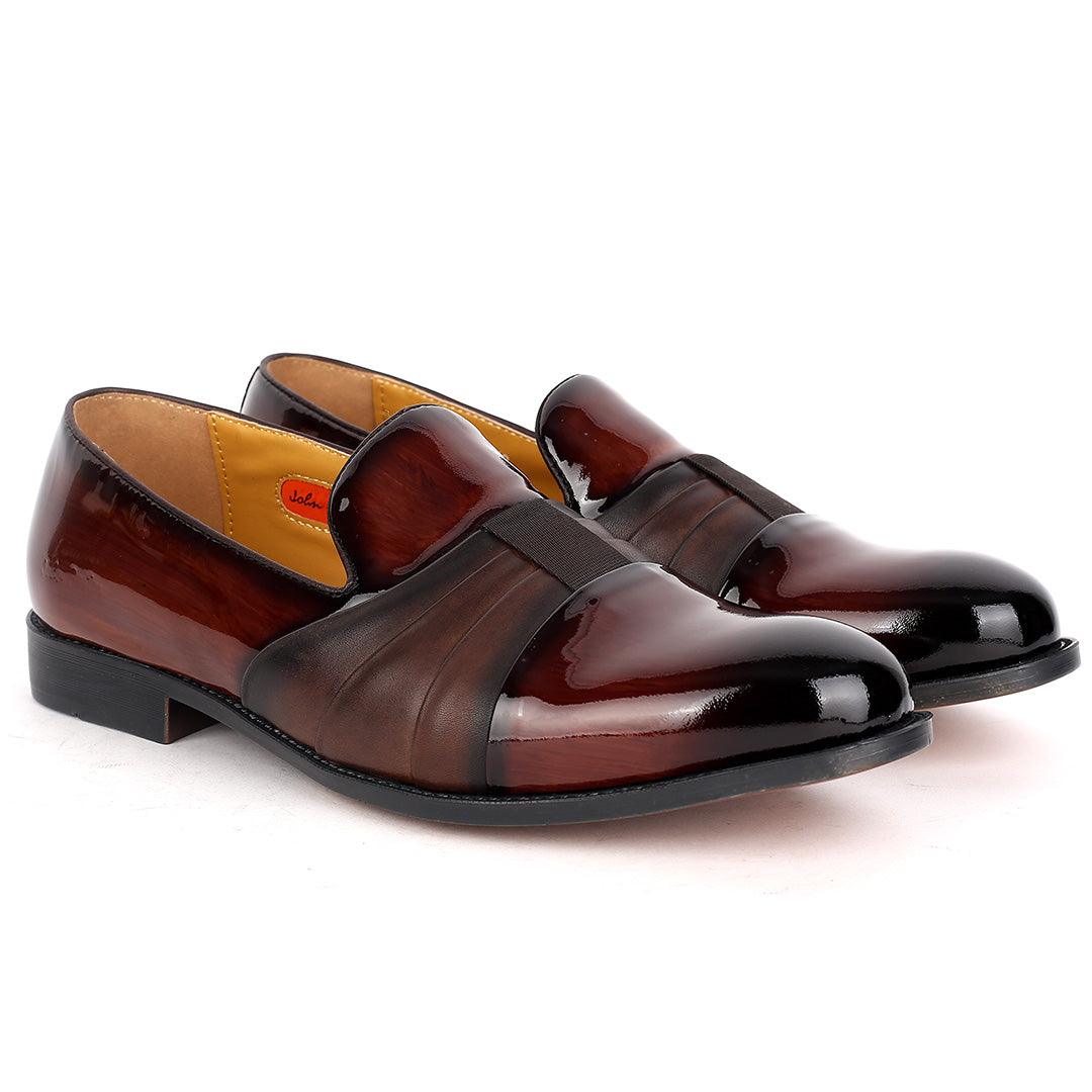 John Foster Patent Coffee Designed Leather Men's Shoe - Obeezi.com