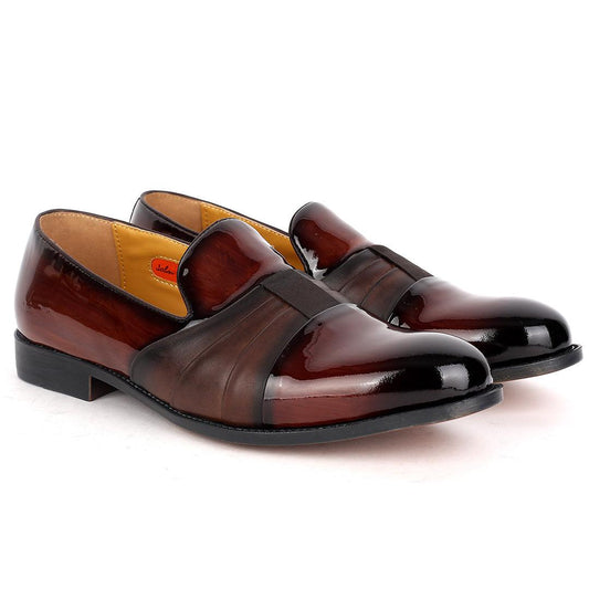 John Foster Patent Coffee Designed Leather Men's Shoe - Obeezi.com
