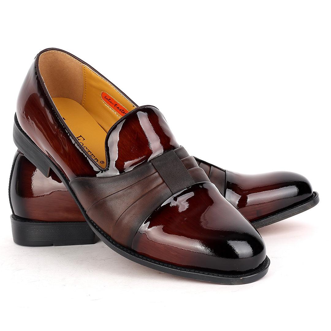 John Foster Patent Coffee Designed Leather Men's Shoe - Obeezi.com