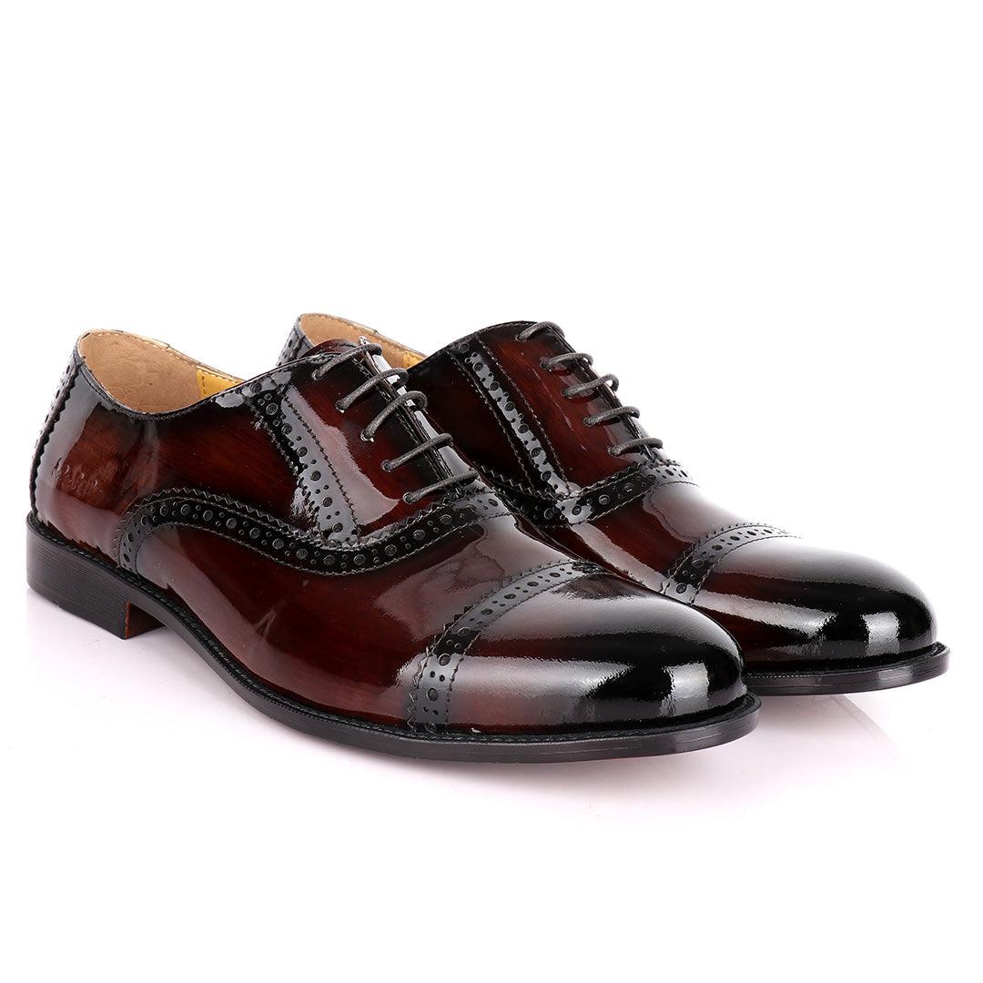John Foster Patent Oxford Designed Leather -Brown - Obeezi.com