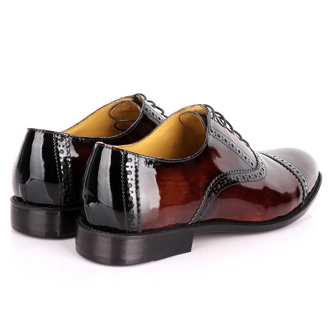 John Foster Patent Oxford Designed Leather -Brown - Obeezi.com