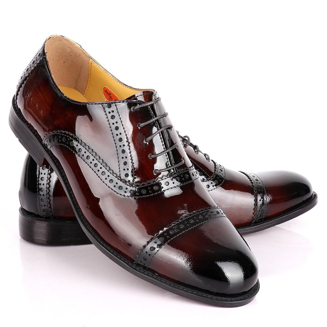 John Foster Patent Oxford Designed Leather -Brown - Obeezi.com