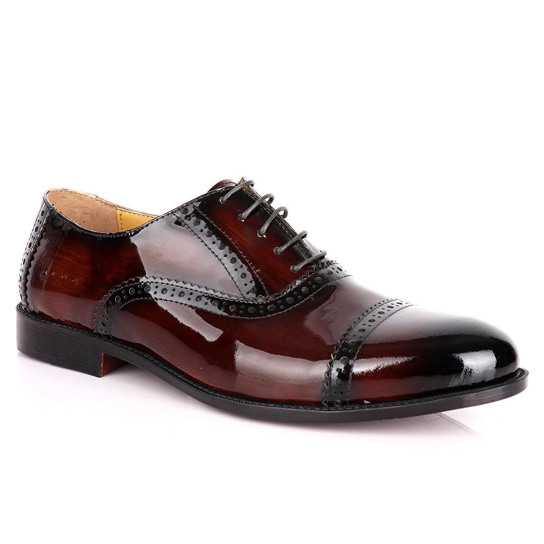 John Foster Patent Oxford Designed Leather -Brown - Obeezi.com