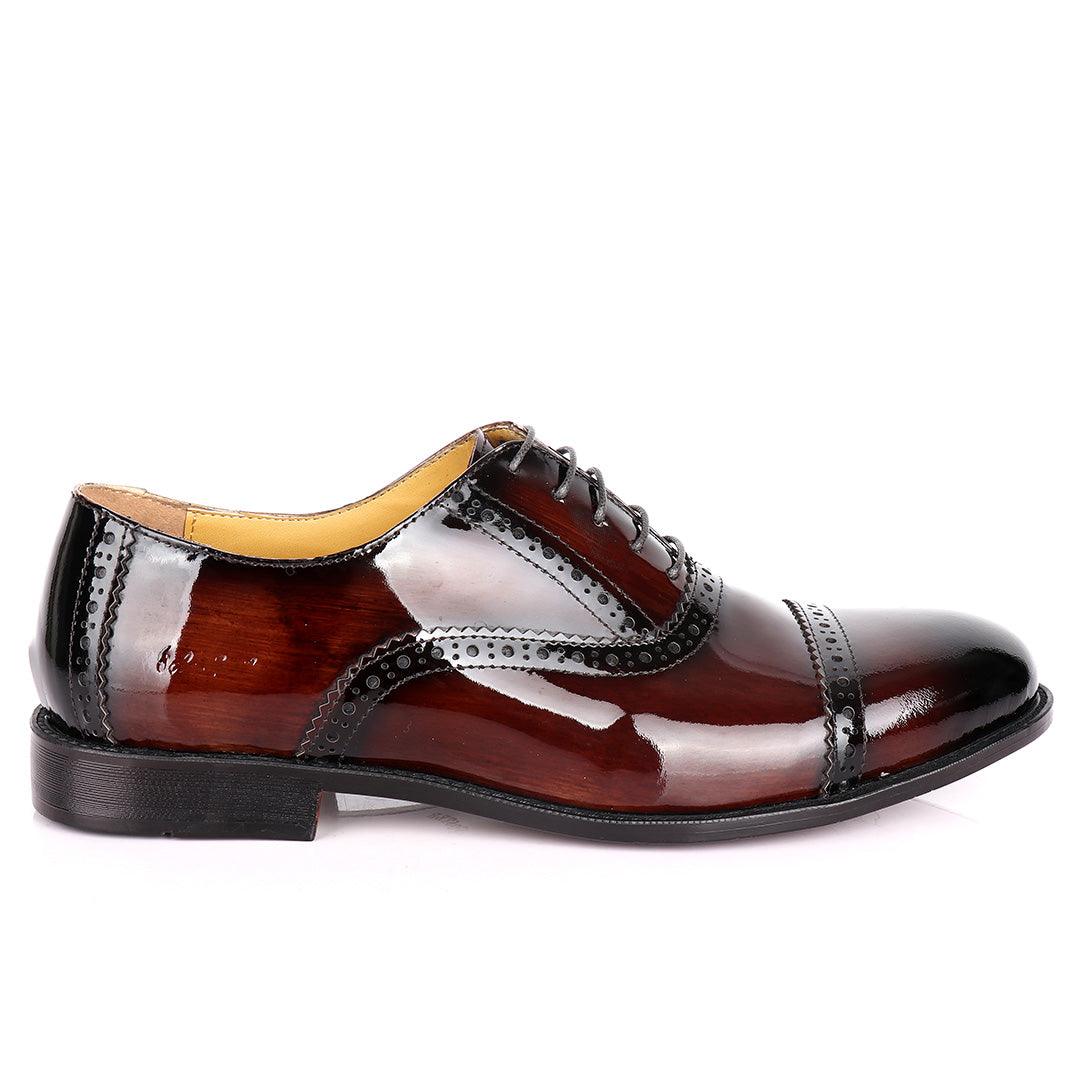John Foster Patent Oxford Designed Leather -Brown - Obeezi.com