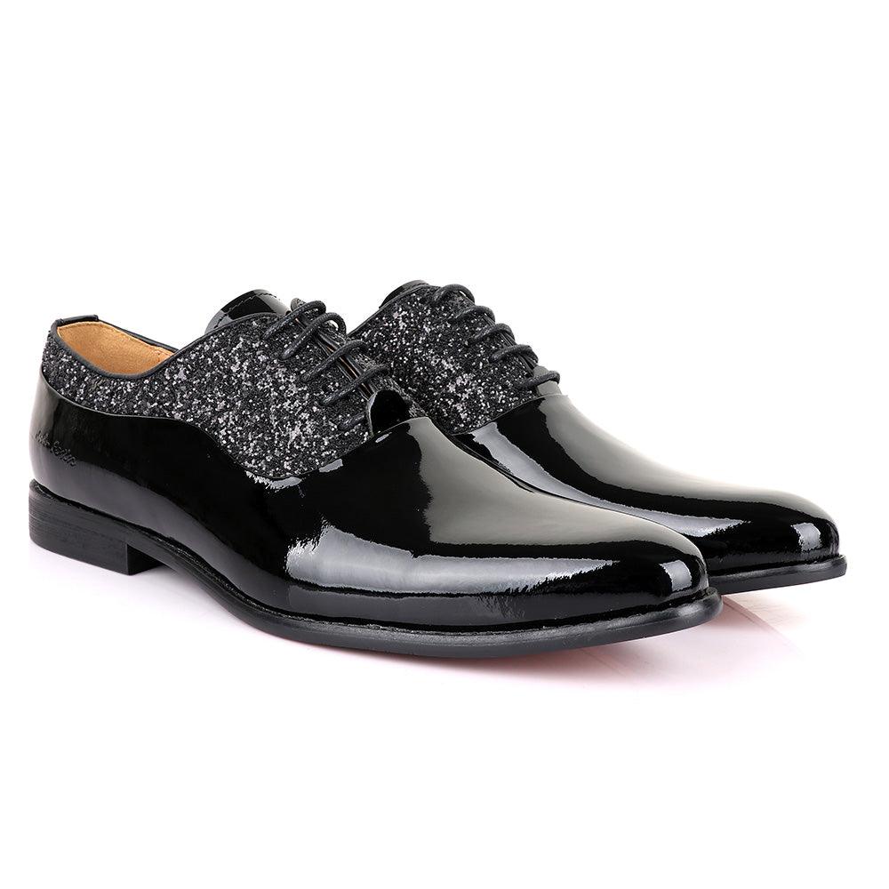 John Foster Patent Stone Black Leather Shoe - Obeezi