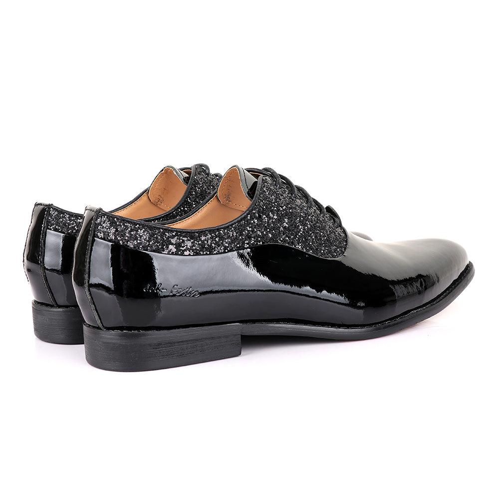 John Foster Patent Stone Black Leather Shoe - Obeezi