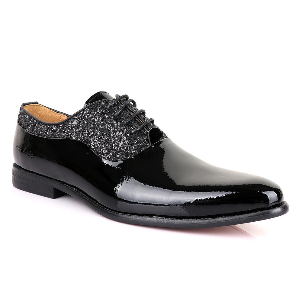John Foster Patent Stone Black Leather Shoe - Obeezi