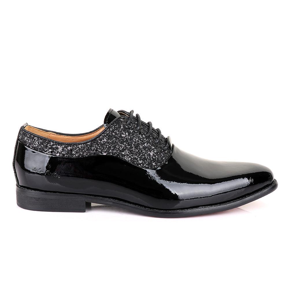 John Foster Patent Stone Black Leather Shoe - Obeezi
