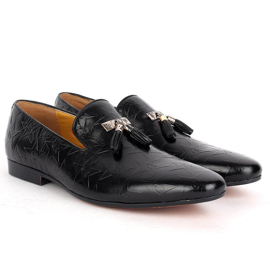 John Foster Patterned Leather Designed Tassels -Black - Obeezi.com