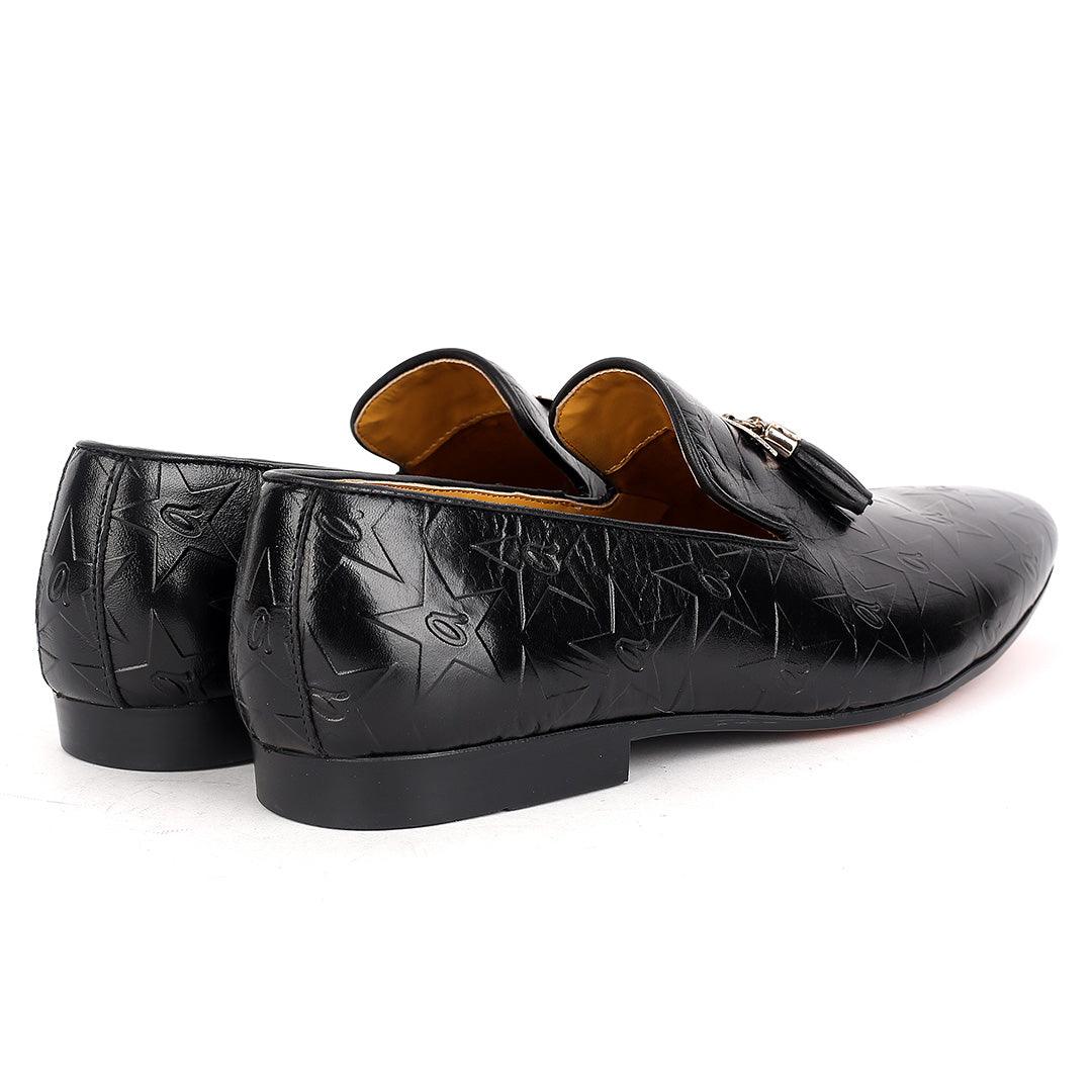John Foster Patterned Leather Designed Tassels -Black - Obeezi.com