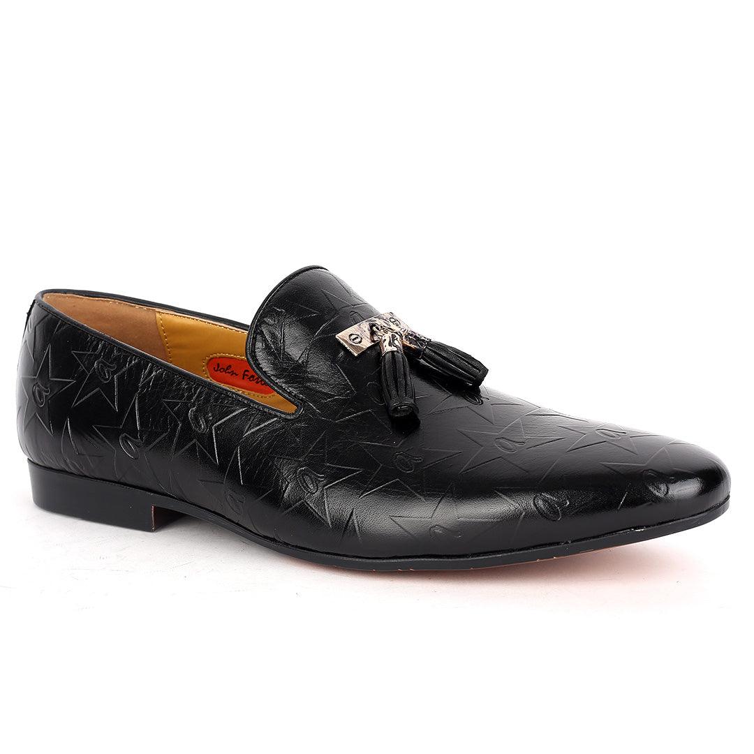 John Foster Patterned Leather Designed Tassels -Black - Obeezi.com