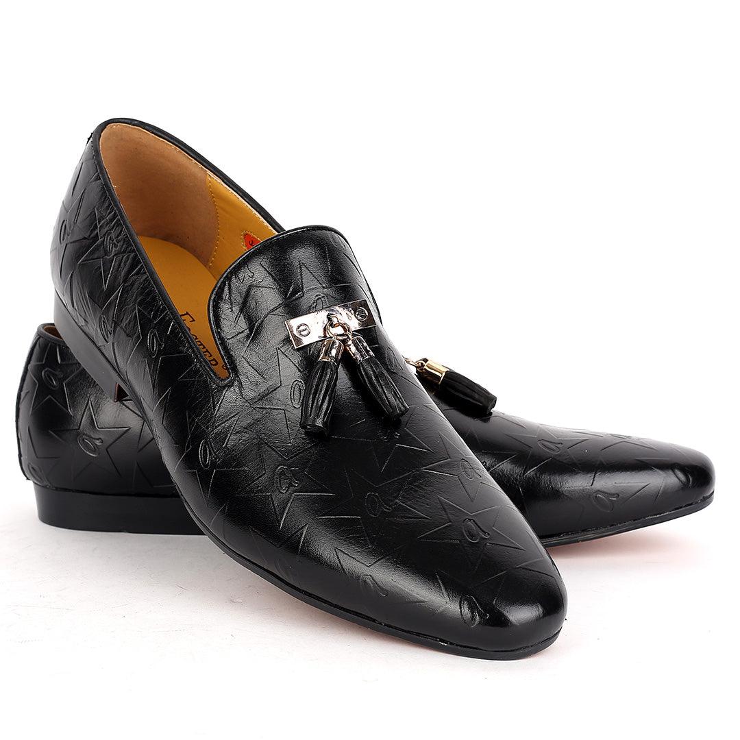 John Foster Patterned Leather Designed Tassels -Black - Obeezi.com