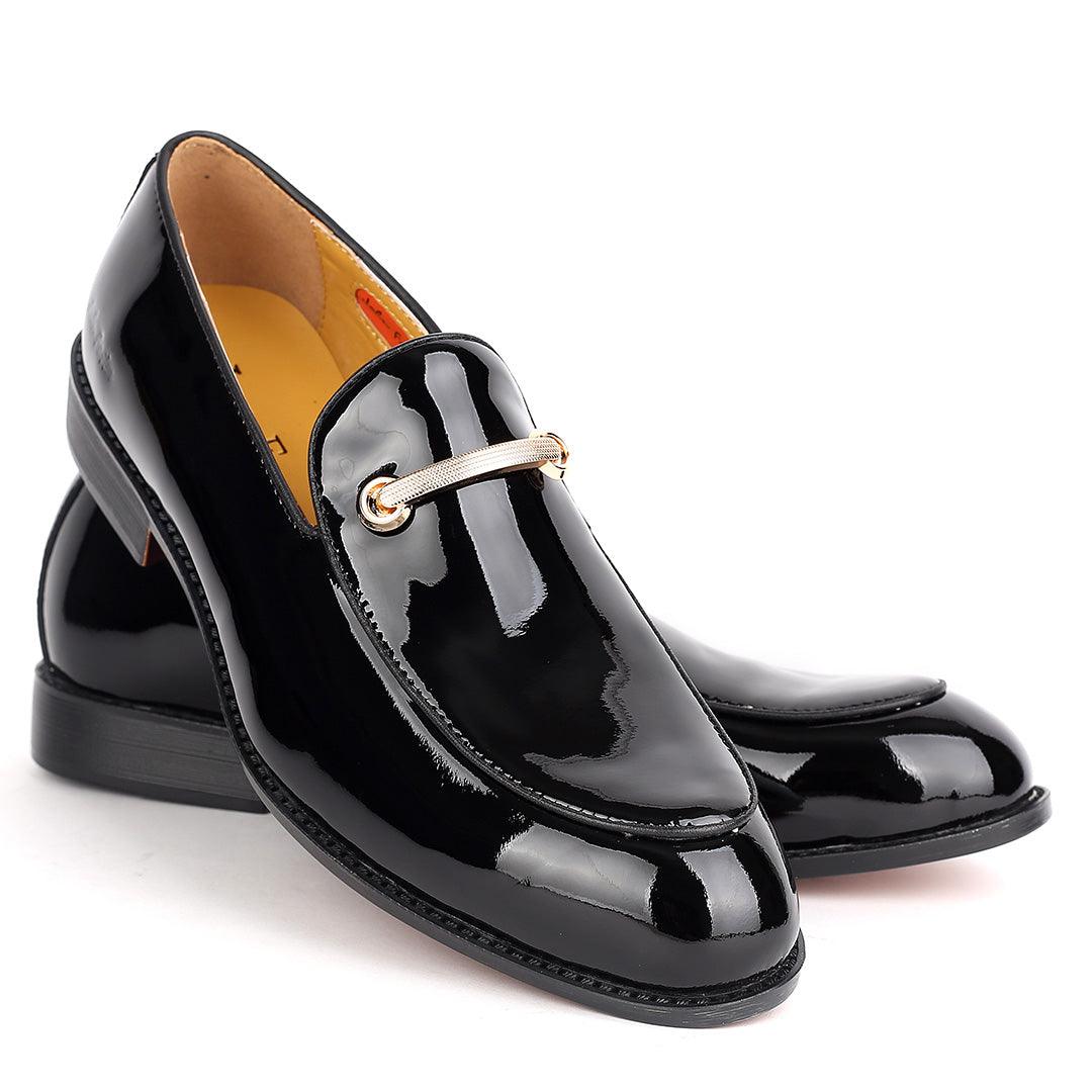 John Foster Plain Glossy Leather Exquisite Chain Designed-Black - Obeezi.com