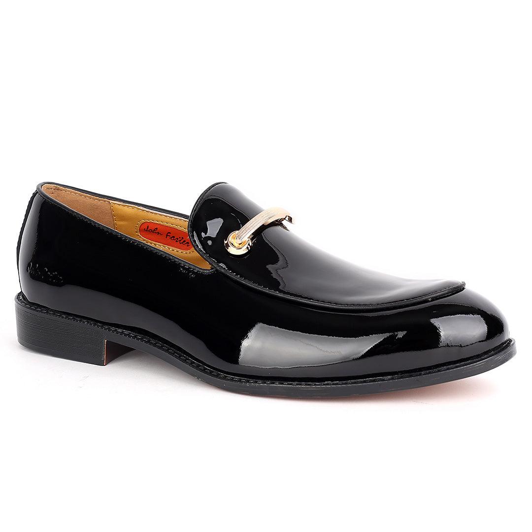 John Foster Plain Glossy Leather Exquisite Chain Designed-Black - Obeezi.com