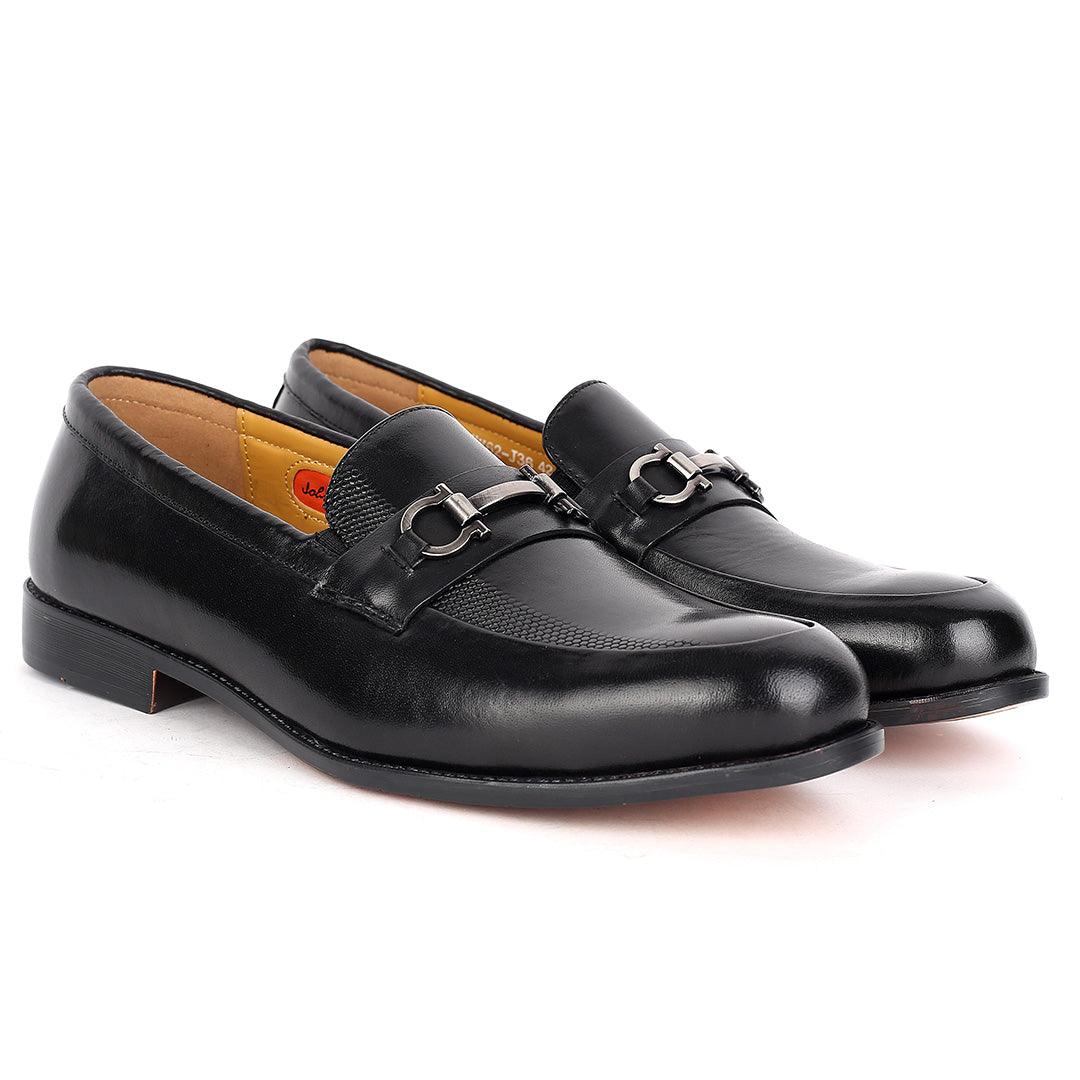 John Foster Plain Leather Side Patterned Belt Logo - Obeezi.com