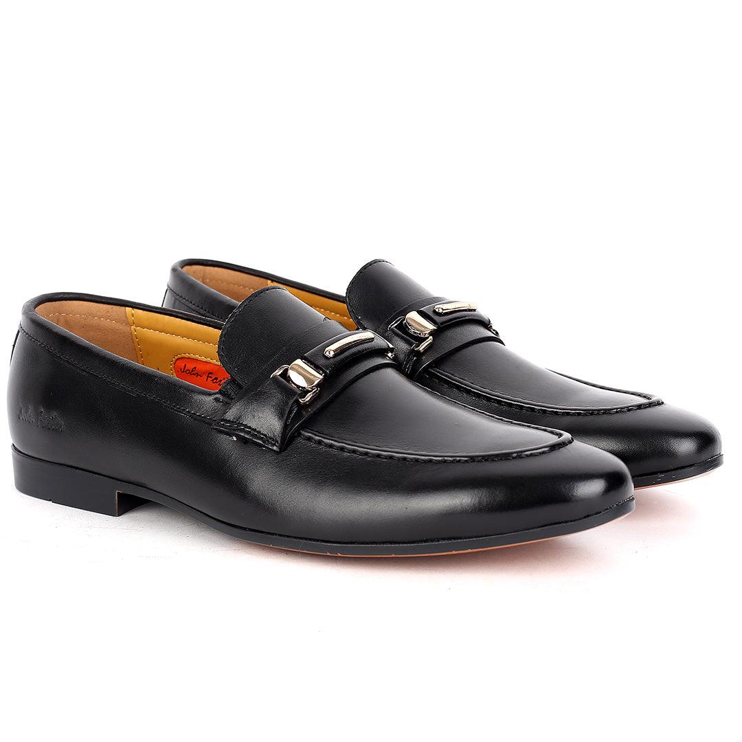 John Foster Plain Leather Skin Gold Single Belt Designed-Black - Obeezi.com