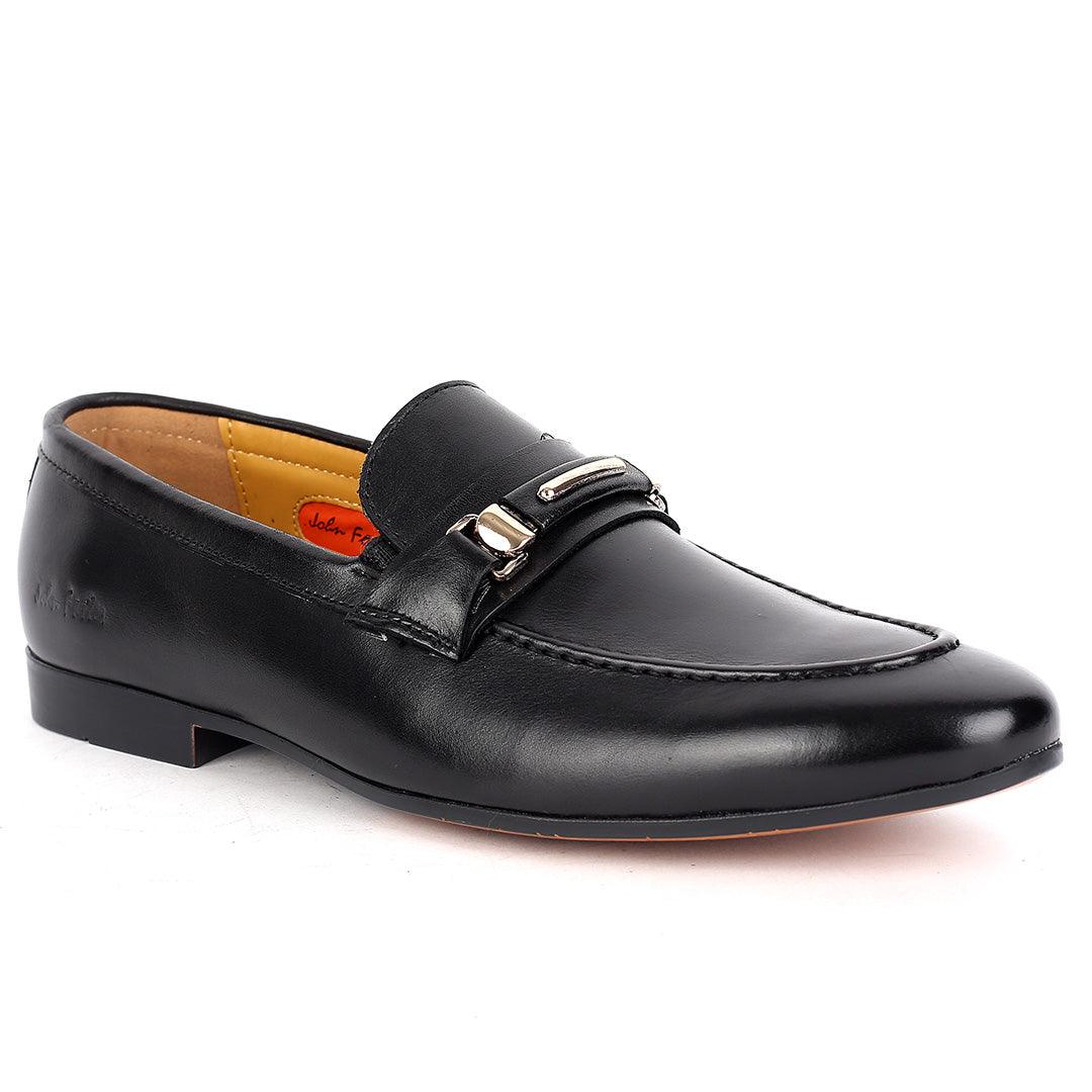 John Foster Plain Leather Skin Gold Single Belt Designed-Black - Obeezi.com