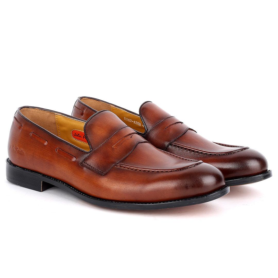 John Foster Plain Leather Skin Single Belt Designed -Brown - Obeezi.com