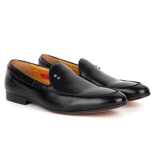 John Foster Plain Leather Skin With Double Silver Melted Designed -Black - Obeezi.com