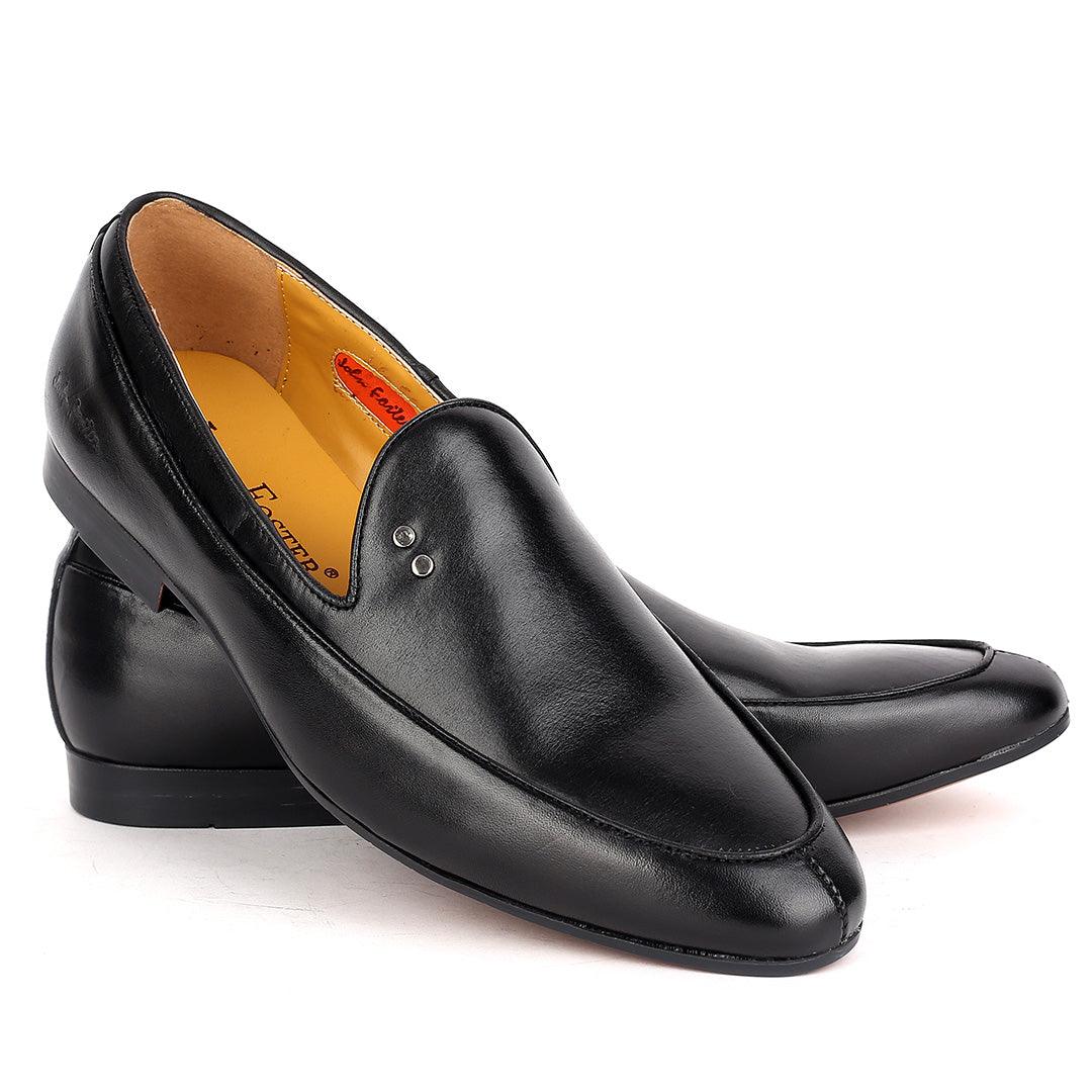 John Foster Plain Leather Skin With Double Silver Melted Designed -Black - Obeezi.com