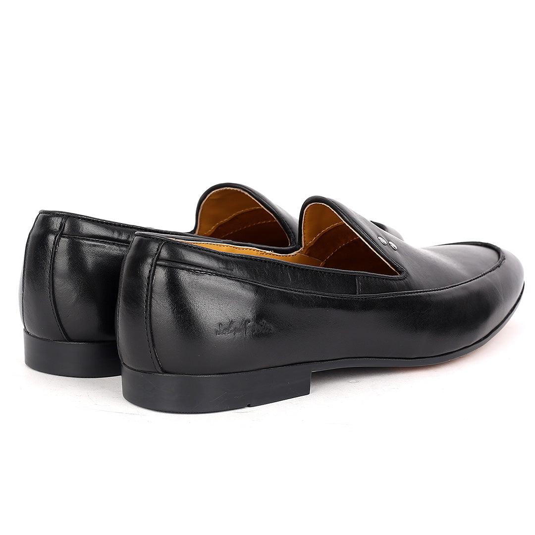 John Foster Plain Leather Skin With Double Silver Melted Designed -Black - Obeezi.com