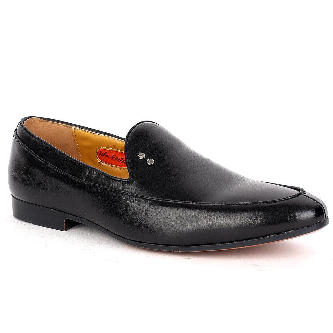 John Foster Plain Leather Skin With Double Silver Melted Designed -Black - Obeezi.com