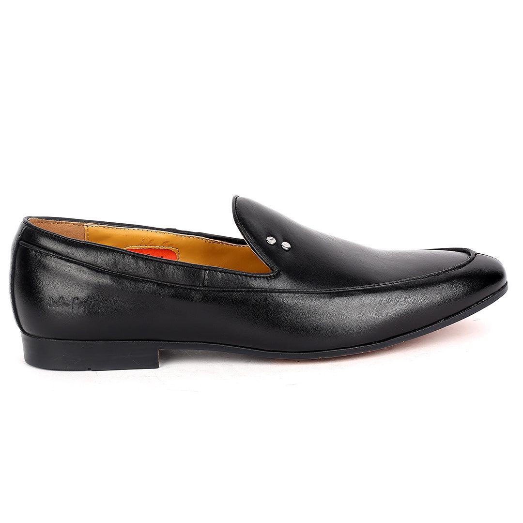 John Foster Plain Leather Skin With Double Silver Melted Designed -Black - Obeezi.com