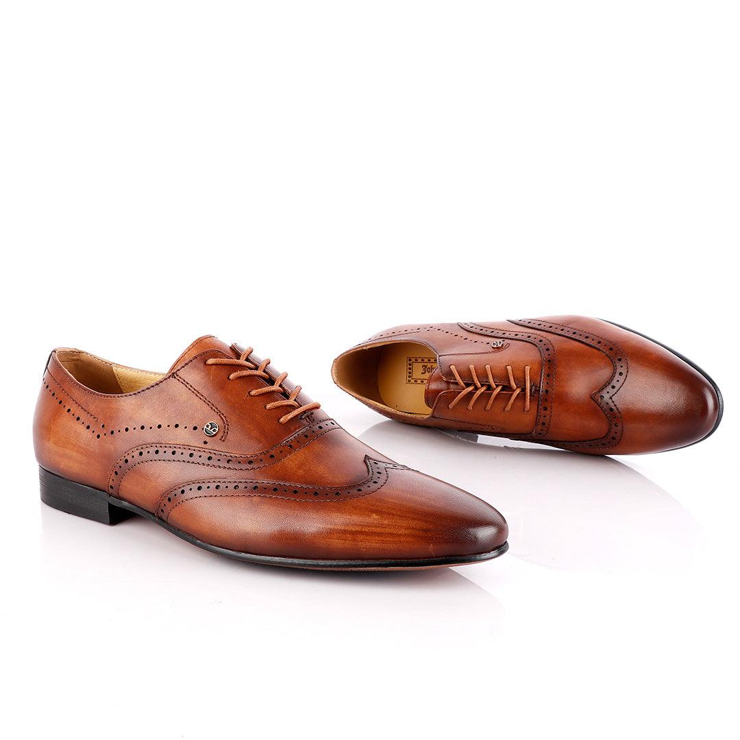 John Foster Pure Brown Derby Lace Up Brogue Shoe - Obeezi