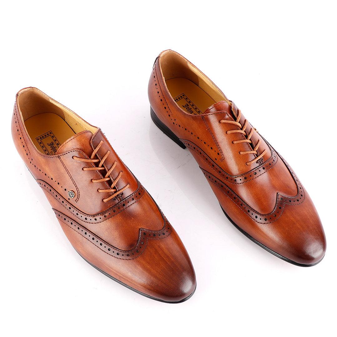 John Foster Pure Brown Derby Lace Up Brogue Shoe - Obeezi