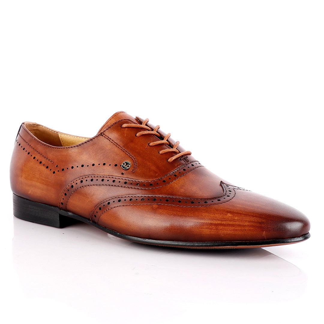 John Foster Pure Brown Derby Lace Up Brogue Shoe - Obeezi