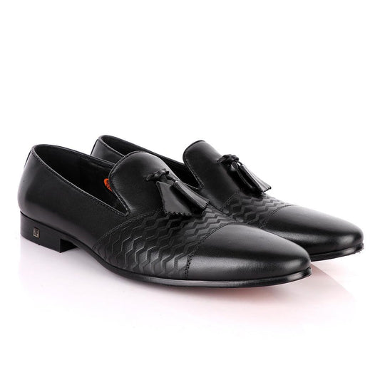 John Foster Simplified Design Tassel Black Leather Formal Shoe - Obeezi