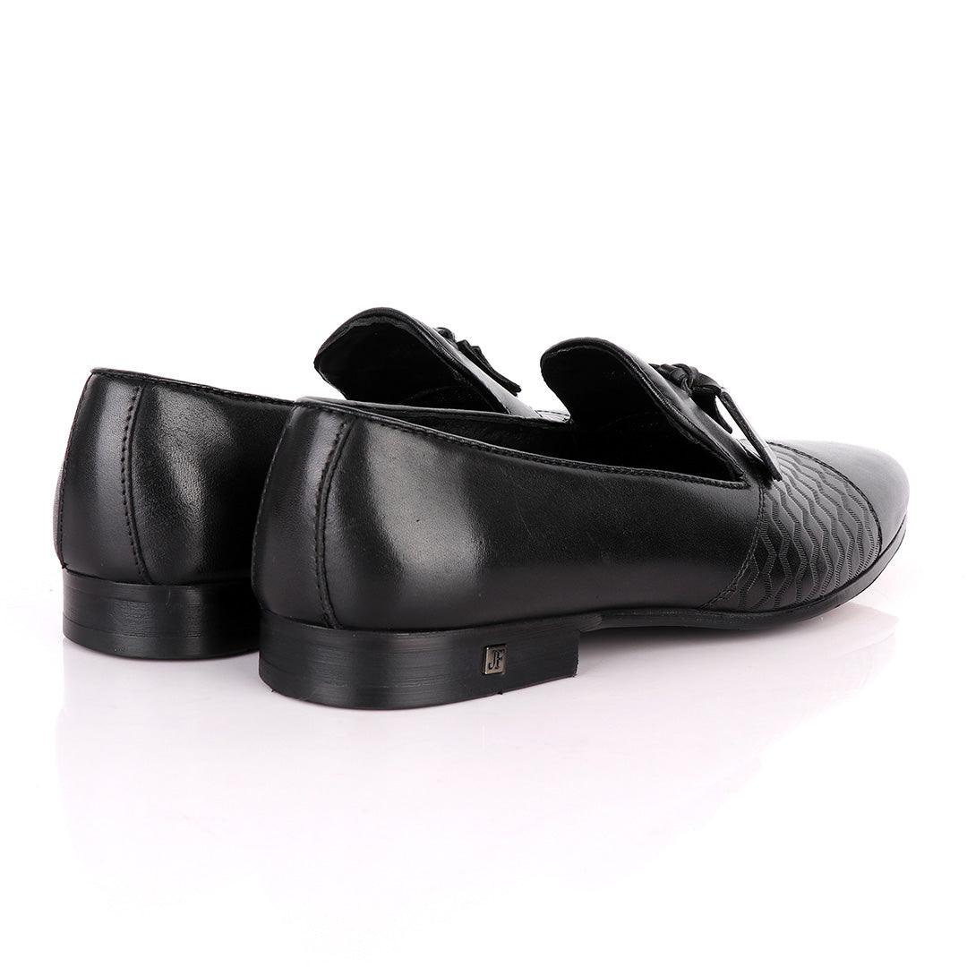 John Foster Simplified Design Tassel Black Leather Formal Shoe - Obeezi