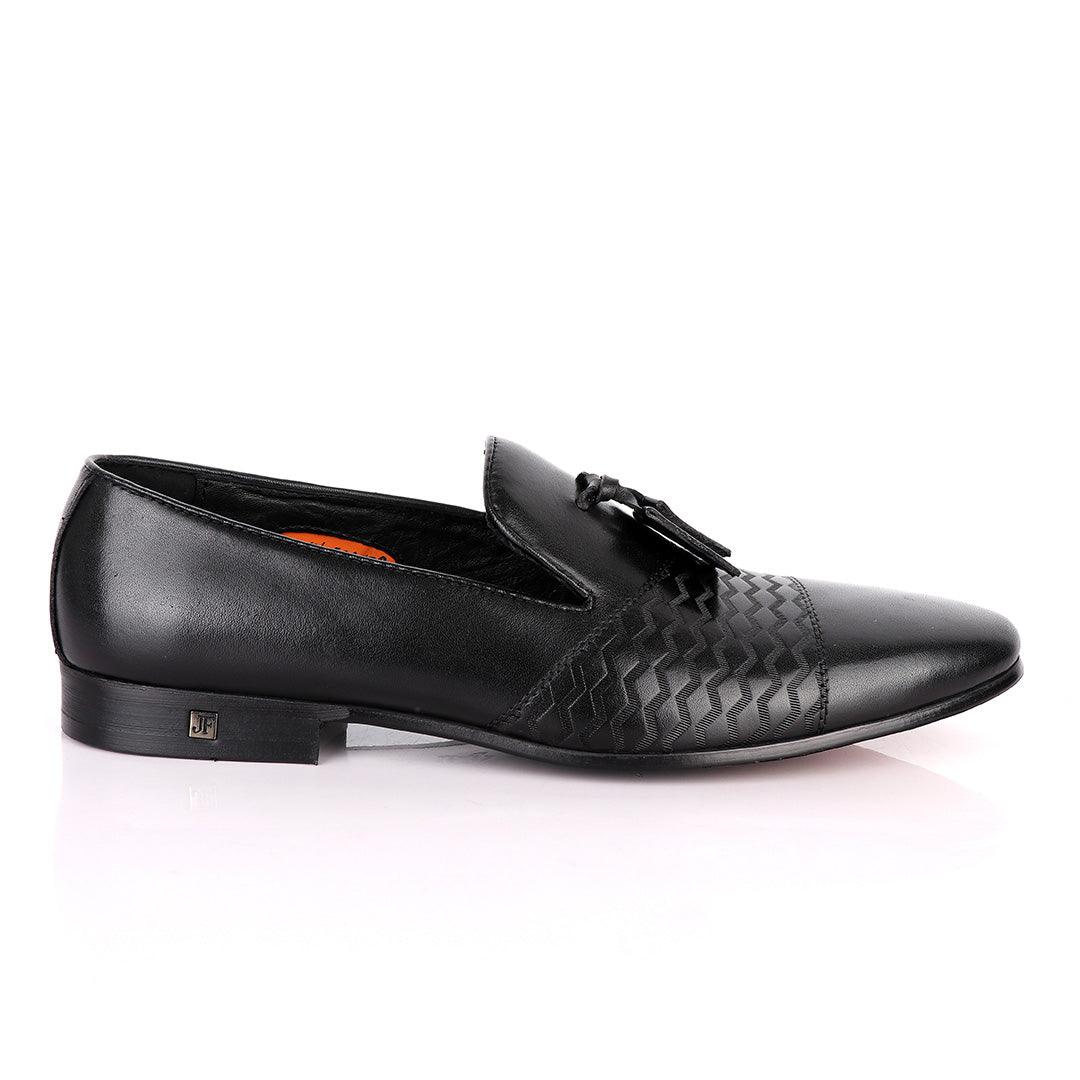 John Foster Simplified Design Tassel Black Leather Formal Shoe - Obeezi