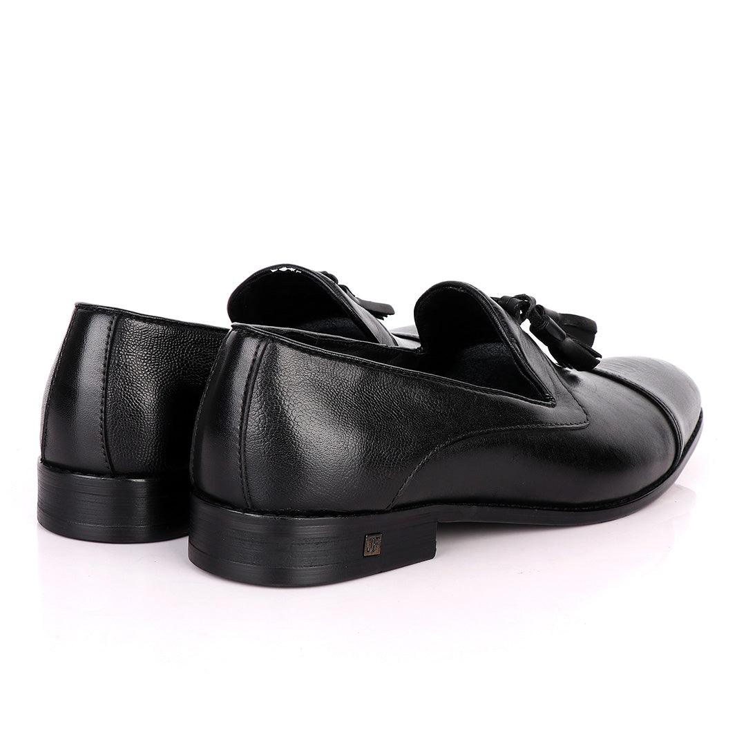 John Foster Slip On Tassel with Front Design-Black - Obeezi