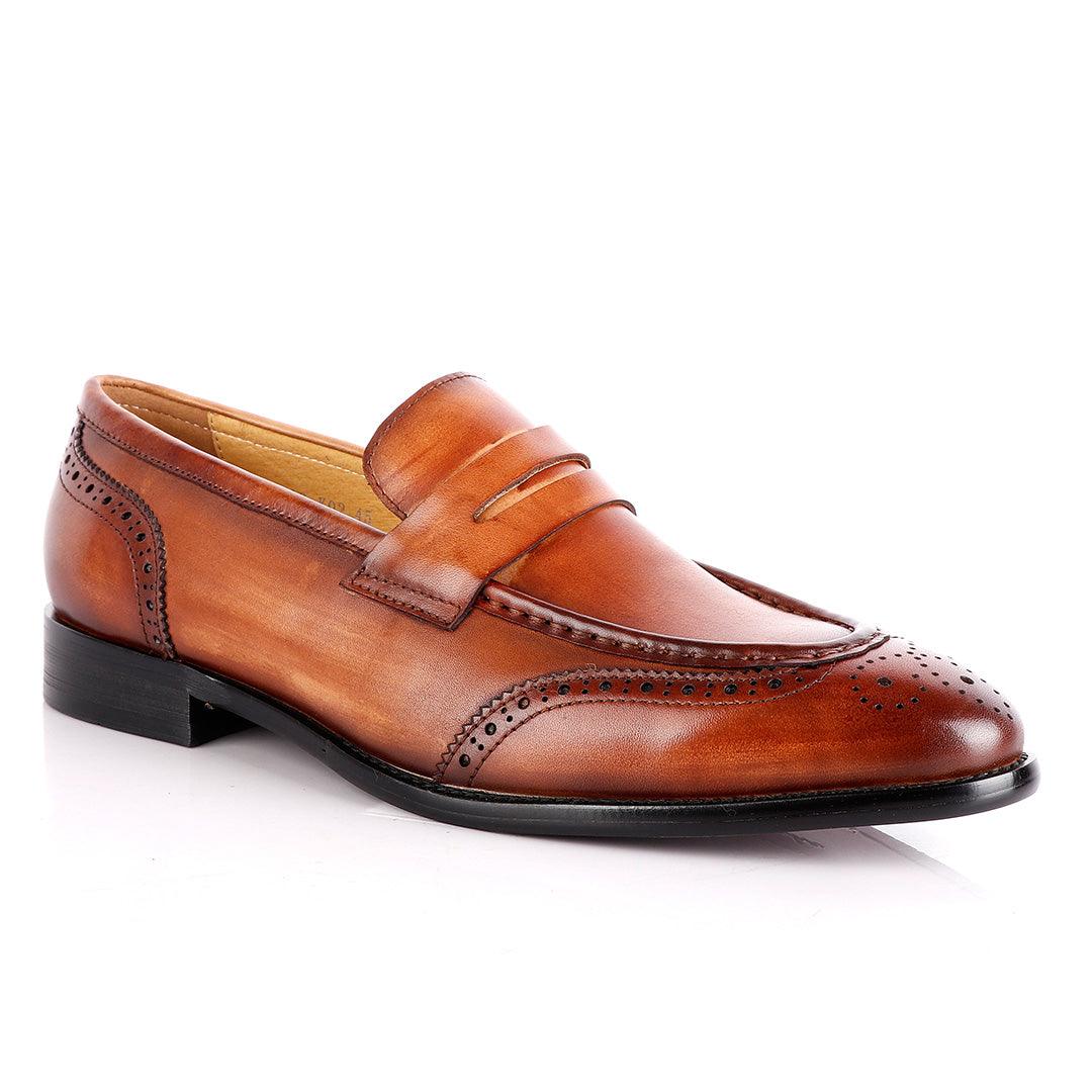 John Foster Slipon Brown Leather Oxford Shoe - Obeezi
