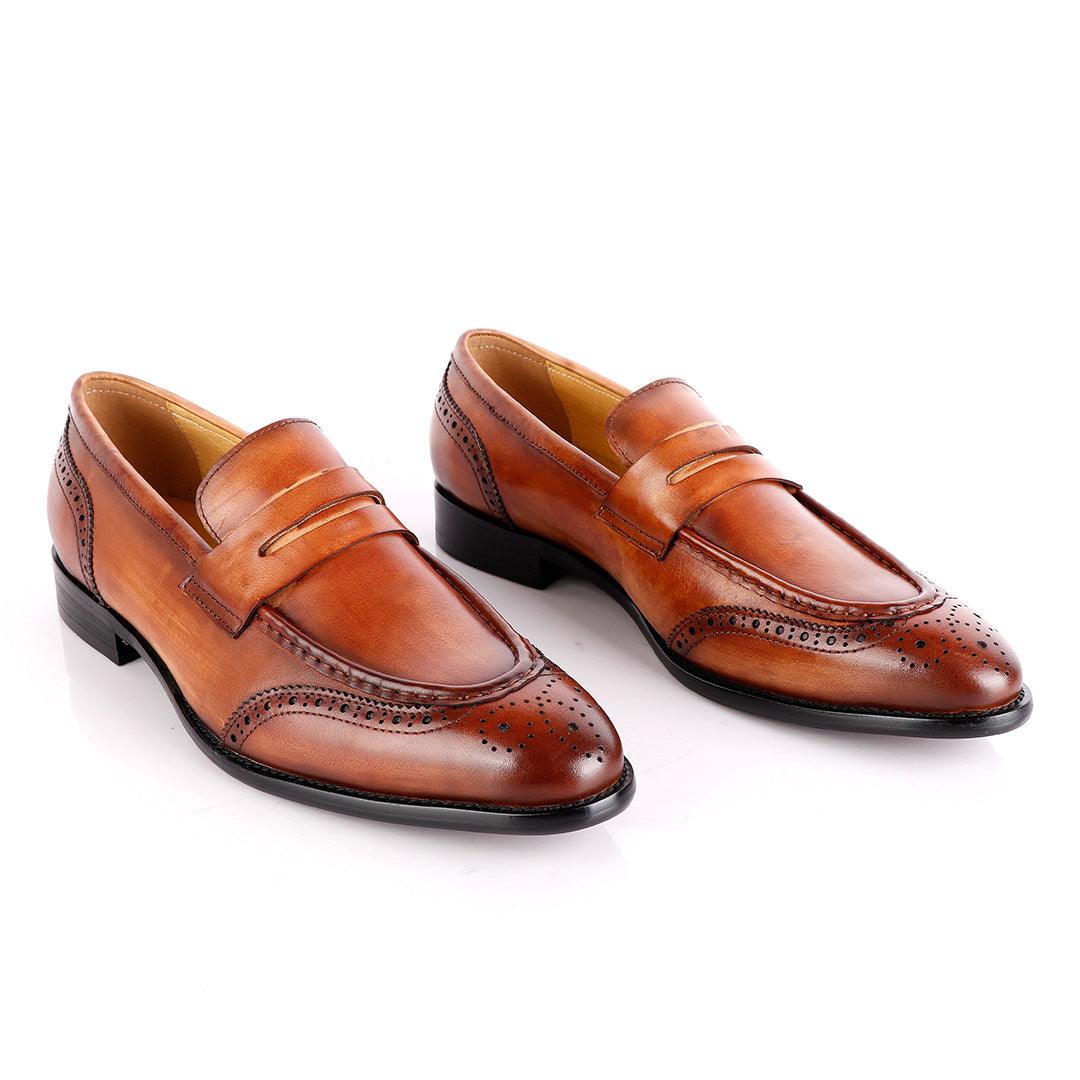 John Foster Slipon Brown Leather Oxford Shoe - Obeezi