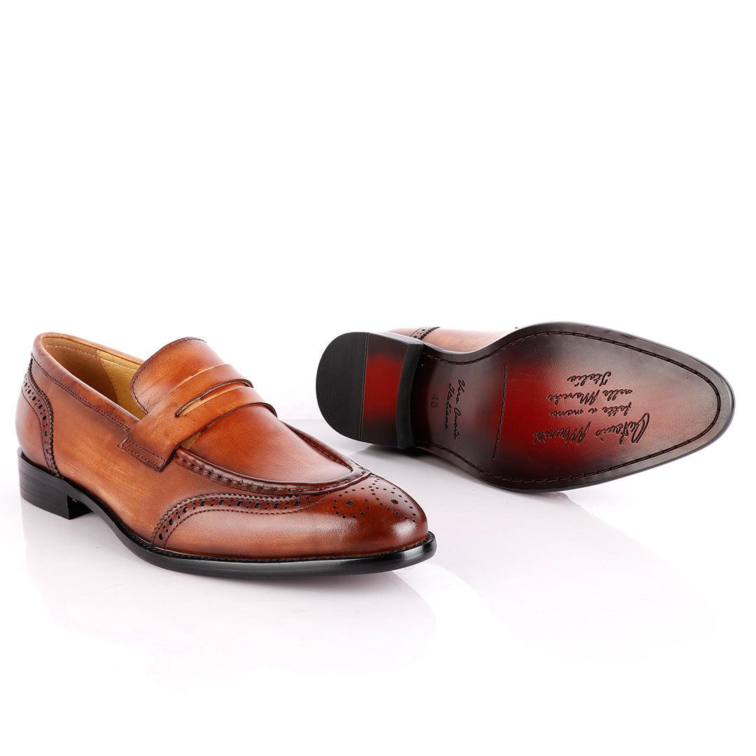 John Foster Slipon Brown Leather Oxford Shoe - Obeezi