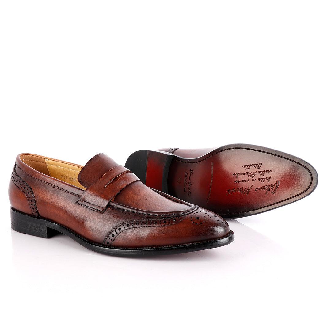 John Foster Slipon Coffee Leather Oxford Shoe - Obeezi