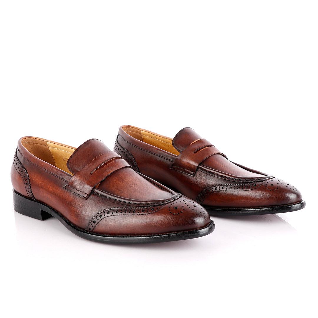 John Foster Slipon Coffee Leather Oxford Shoe - Obeezi
