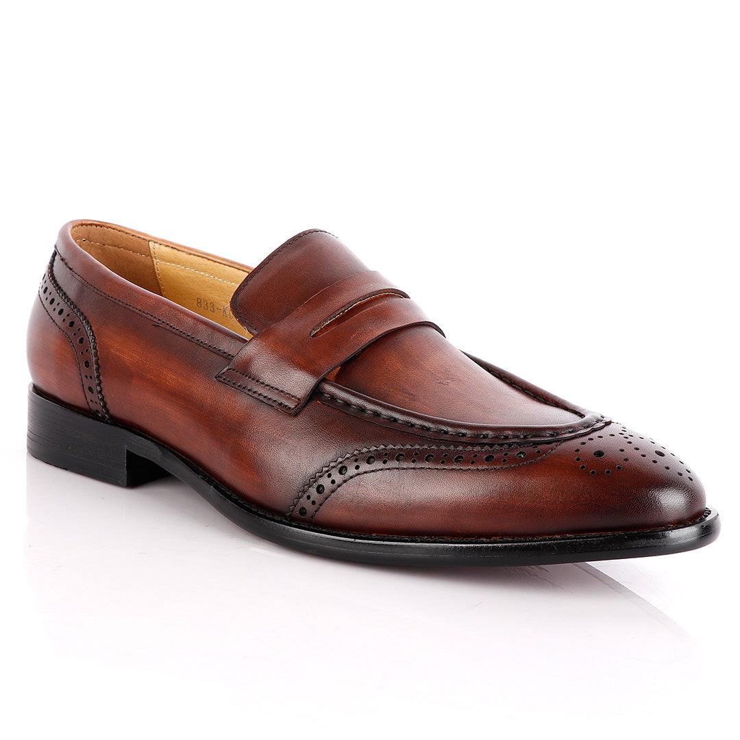 John Foster Slipon Coffee Leather Oxford Shoe - Obeezi