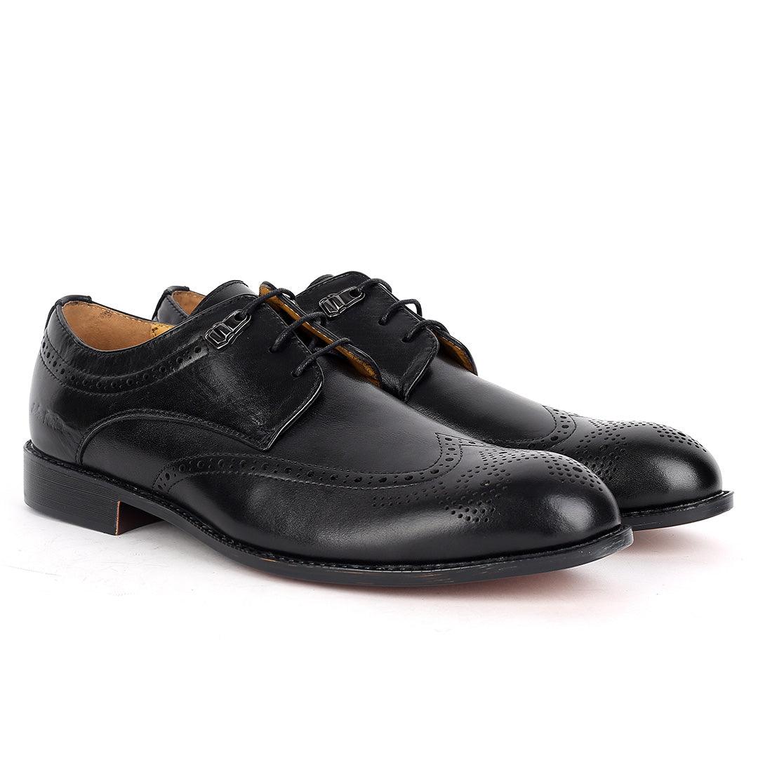 John Foster Spectator Wingtip Oxford Men's Shoes-Black - Obeezi.com